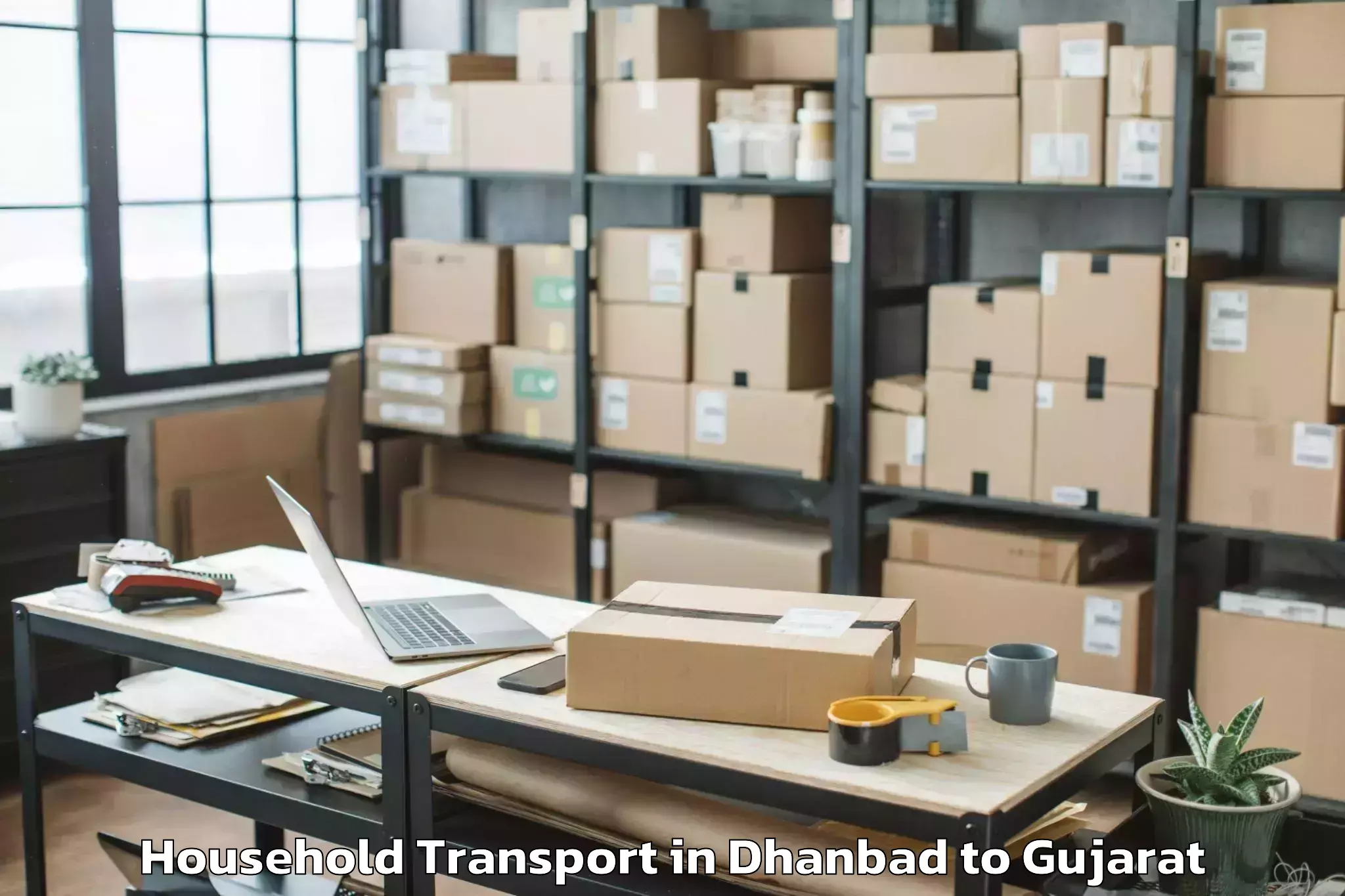 Top Dhanbad to Palitana Household Transport Available